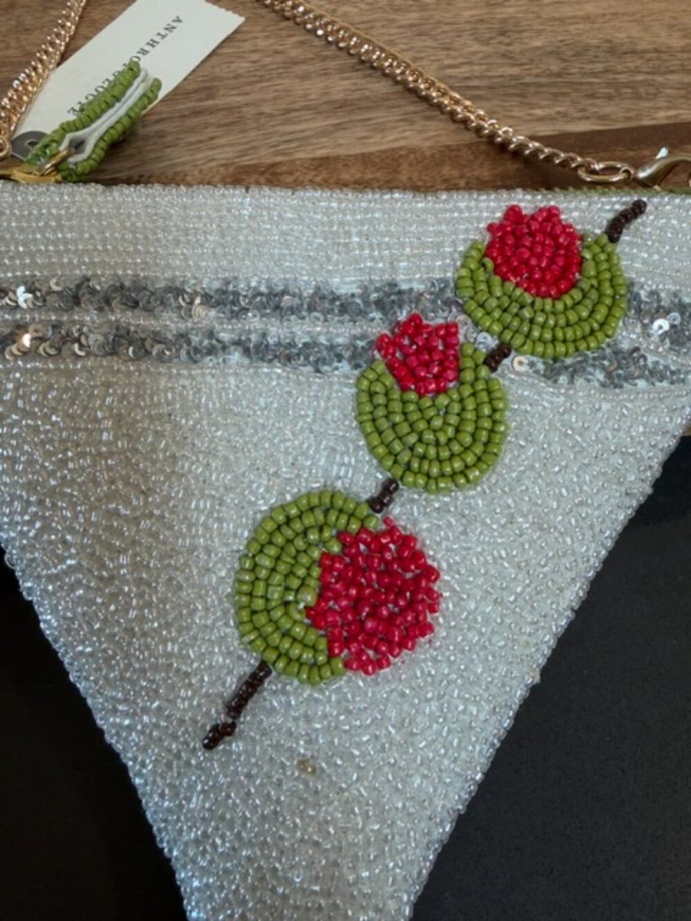 Anthropolgie Beaded Icon Crossbody Bag Martini, NWT - Picture 7 of 11
